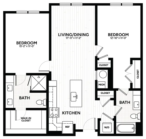 Floor plan 2 Bed/2 Bath-B2
