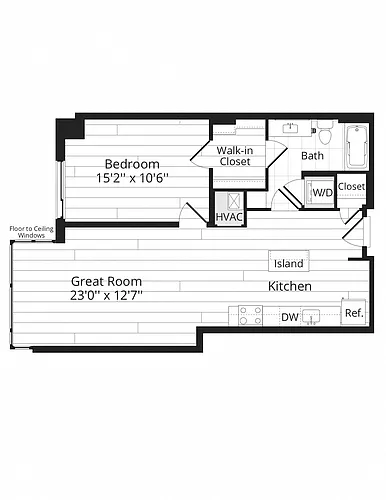 Floor plan 1 BR 1N