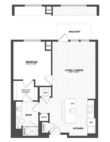 Floor plan 1 Bed/1 Bath-A1