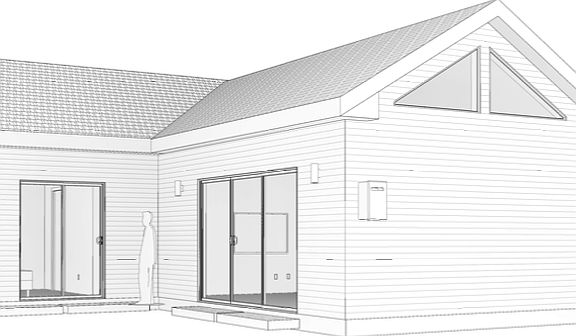 Big windows and sliding door