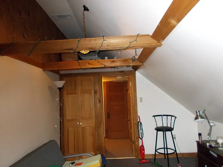 Living area leading to bathroom
