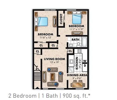 Floor plan 2 Bedroom TH