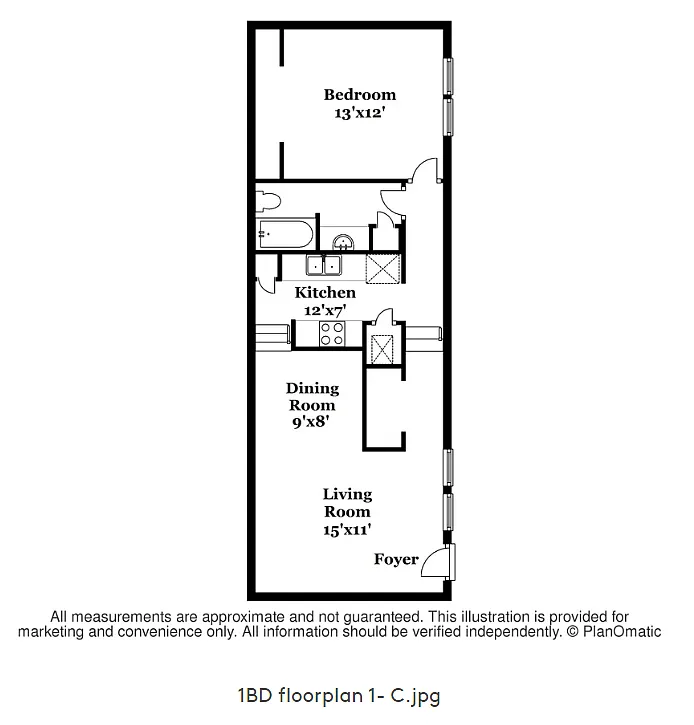 Floor plan 1x1B