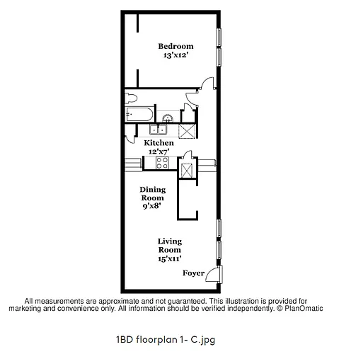 Floor plan 1x1B