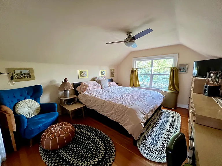Master bedroom upstairs with full bathroom