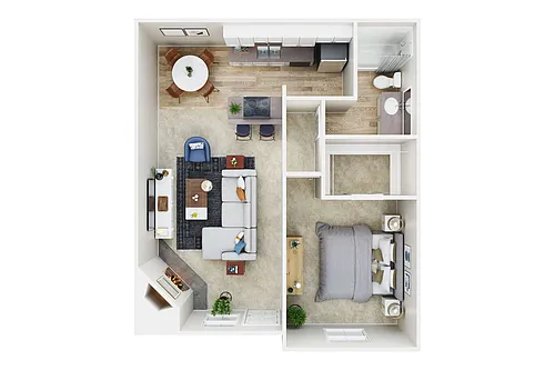 Floor plan 1 Bed, 1 Bath