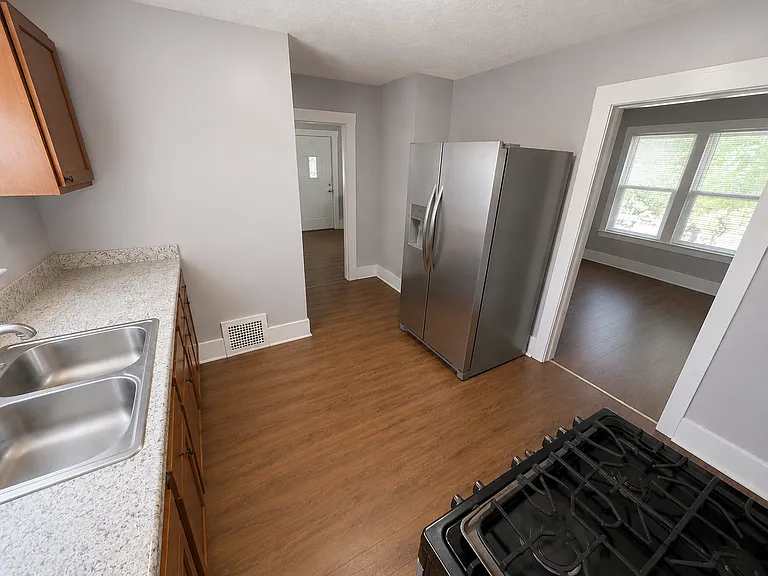 Kitchen with stainless steel appliances