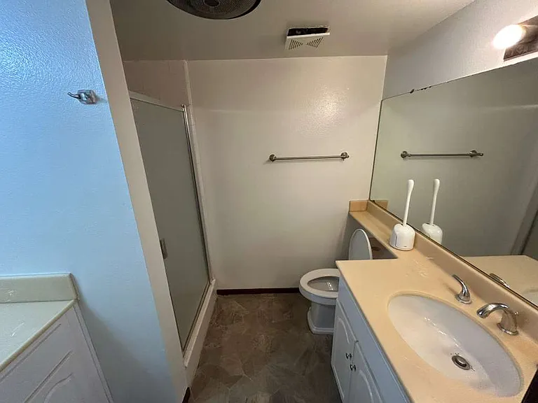 Master En-suite bathroom, two vanities and shower
