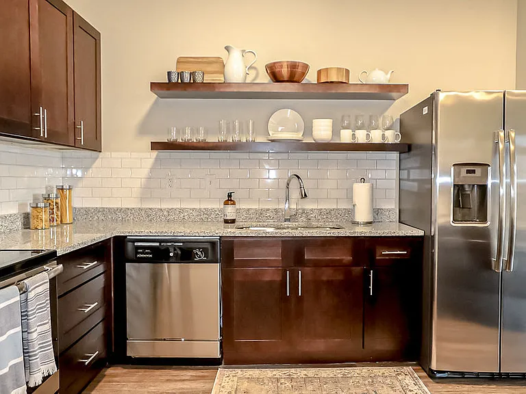 Kitchen with stainless steel appliances