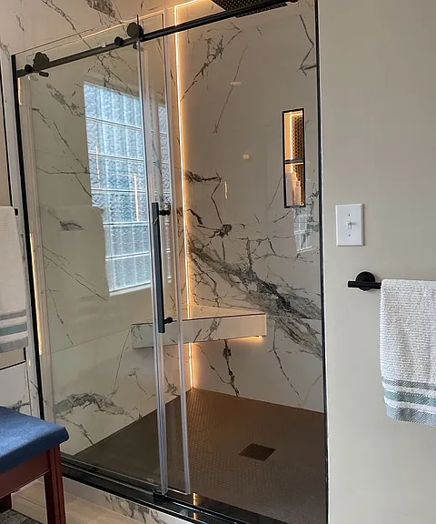 Extra-large shower is 5' x 4'