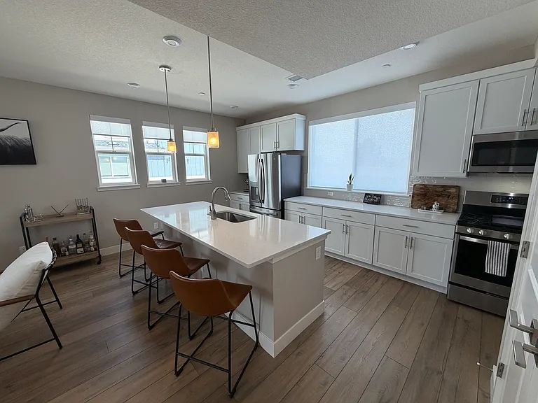 Open kitchen with large island