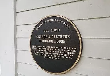 Home is registered as an Olympia Heritage Site (plaque on front of house)