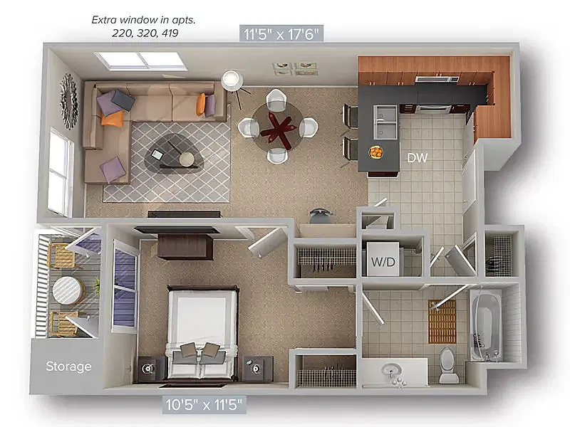 Floor plan 1 Bed 1 Bath 693