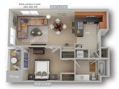Floor plan 1 Bed 1 Bath 693