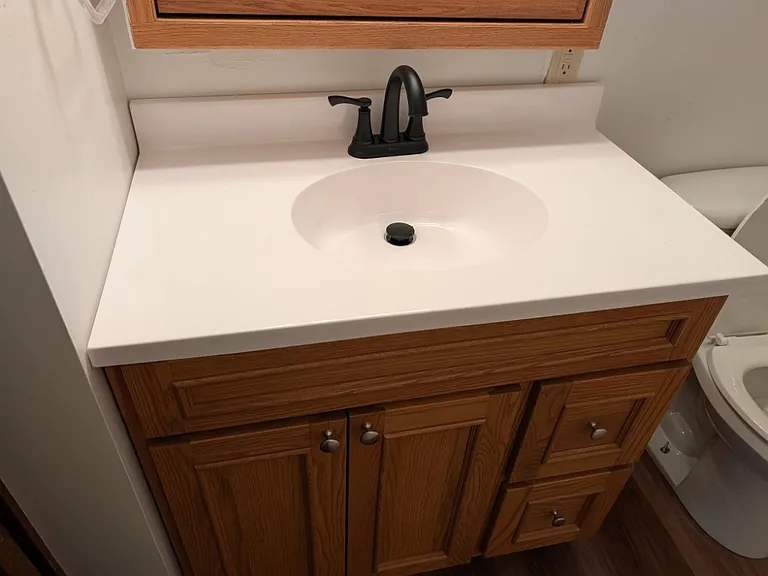 Updated vanity with modern faucet