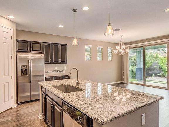 Granite countertops and kitchen island