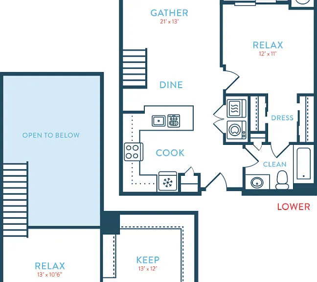 933-1140 Waypointe A1 Loft Floorplan Diagram