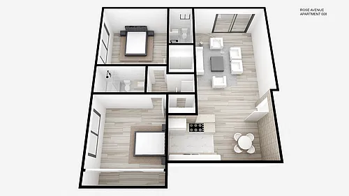 Floor plan Two Bed ~ Two Bath