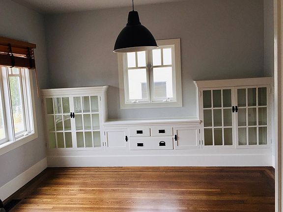 Dining room with built-in cabinets