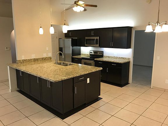 Huge kitchen island with tons of storage.