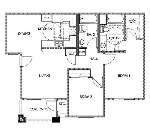 Floor plan 2 Bedroom 2 Bath