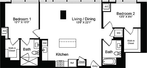 Floor plan 2 Bedroom H