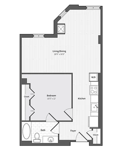 Floor plan 11f6 1BR/1BA