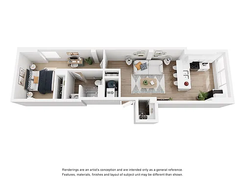 Floor plan 1 bed 672sf