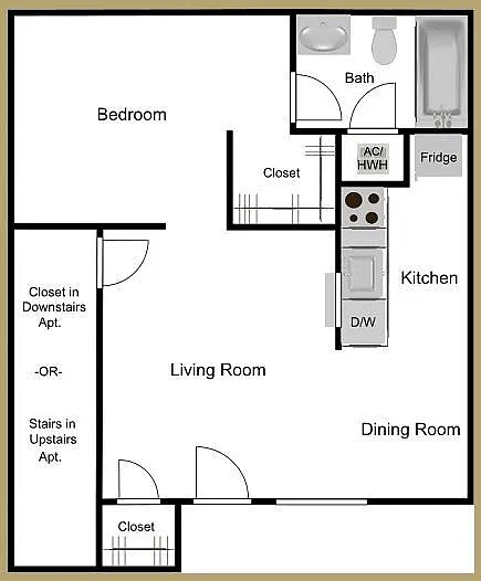 Floor plan 1 Bed 1 Bath Studio