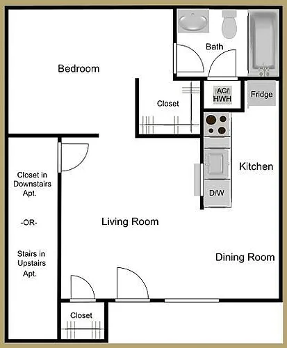 Floor plan 1 Bed 1 Bath Studio