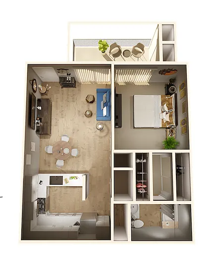 Floor plan 1 Bed/1 Bath large