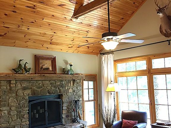 Rock wood burning fireplace