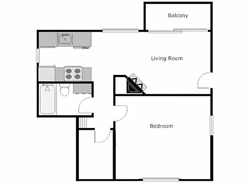 Floor plan 1 Bed / 1 Bath: Type C