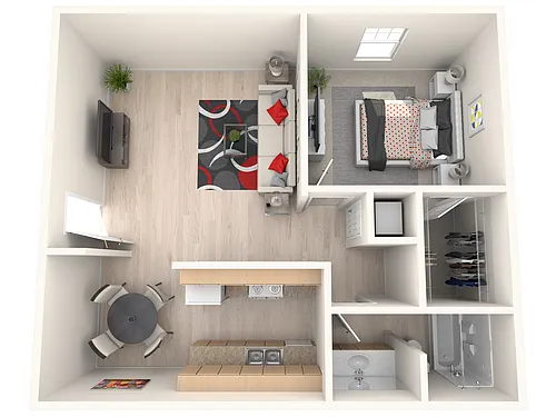 Floor plan 1 Bed, 1 Bath