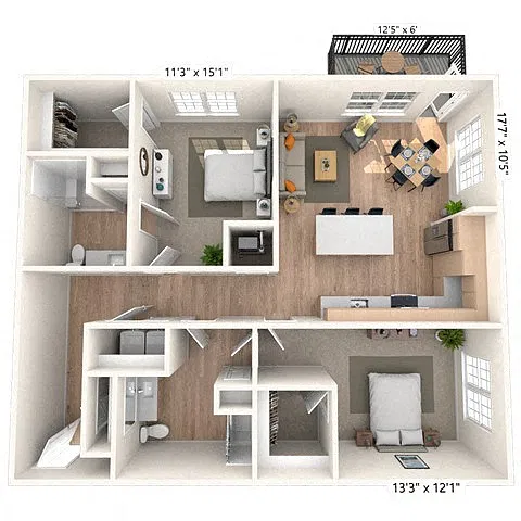 Floor plan B3 2x2 1223 SF
