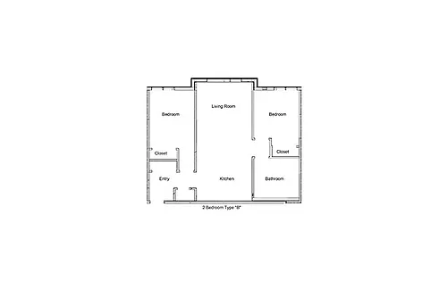 Floor plan Two Bed One Bath
