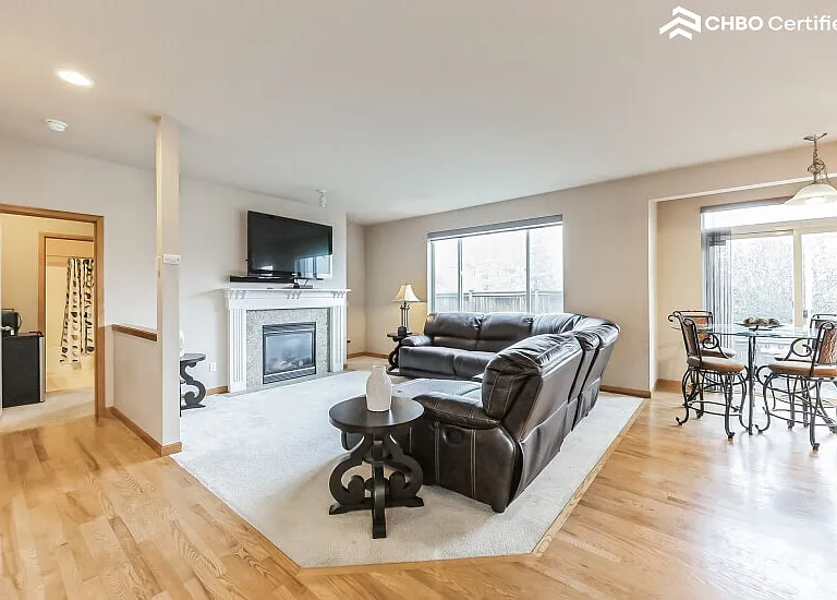 Furnished Living Room and Kitchen Dining Area