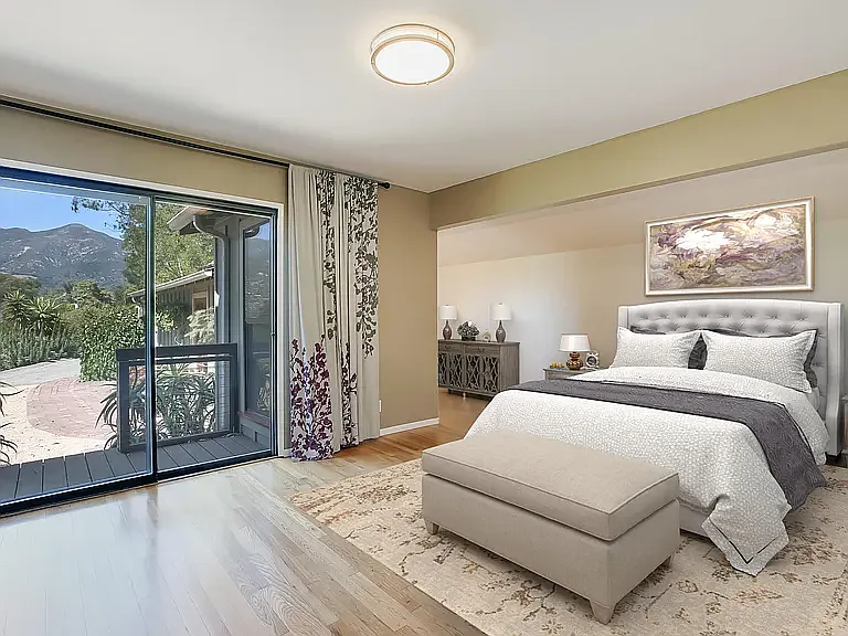 Staged photo of second bedroom, house does not come furnished