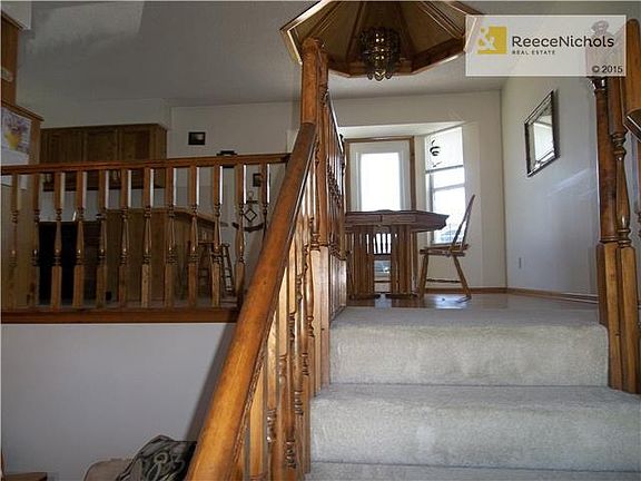 View from front entry up to roomy dining area.