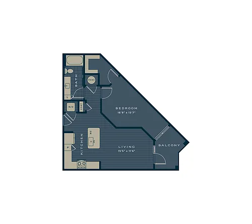 Floor plan The Painted Shell | 1 Bed | 1 Bath | Signature
