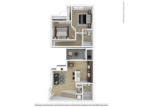 Floor plan 2 Bed, 2 Bath B Townhome (80% Income Restricted)