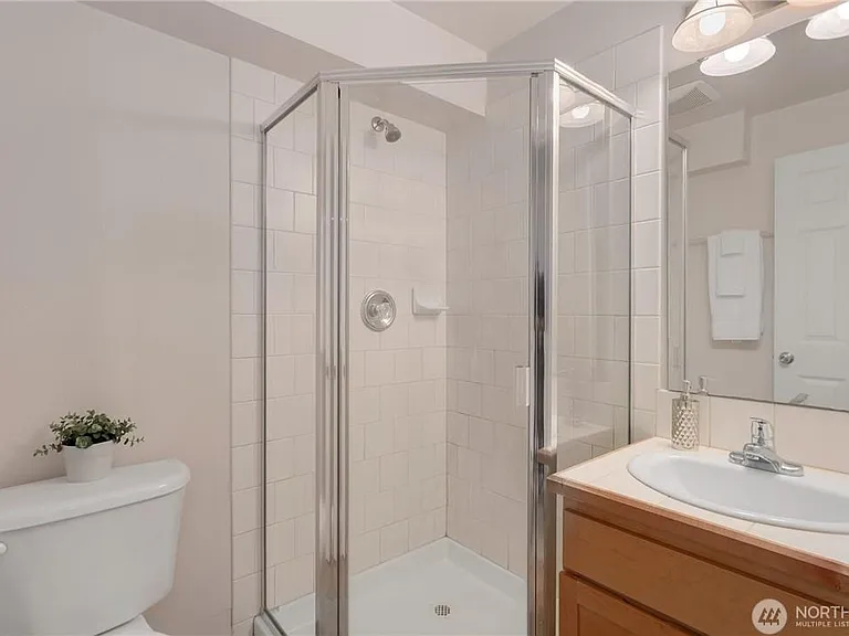 Walk in shower.