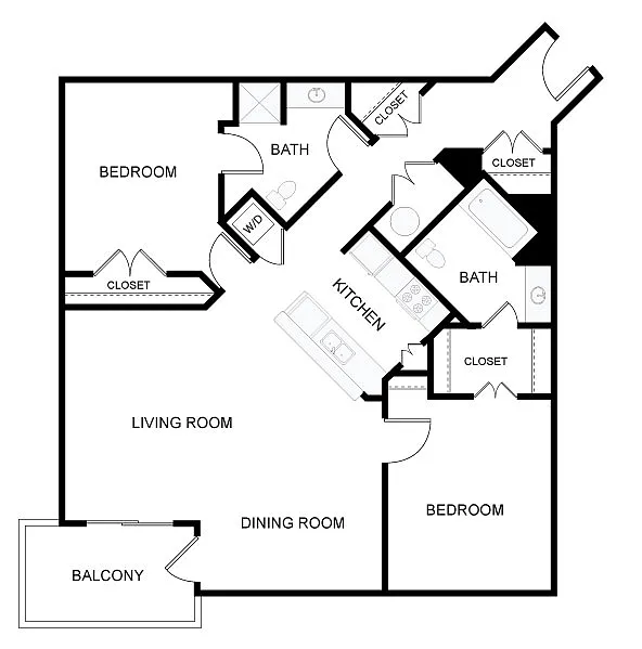 Floor plan 2 Bed/2 Bath-2f