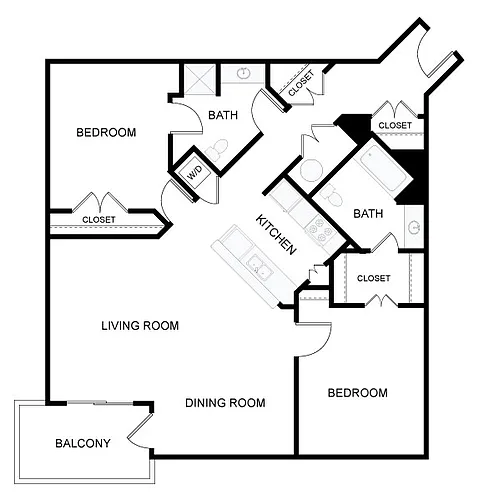 Floor plan 2 Bed/2 Bath-2f