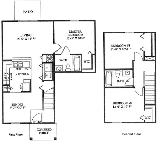 Floor plan Three Bedroom Two bath 60%