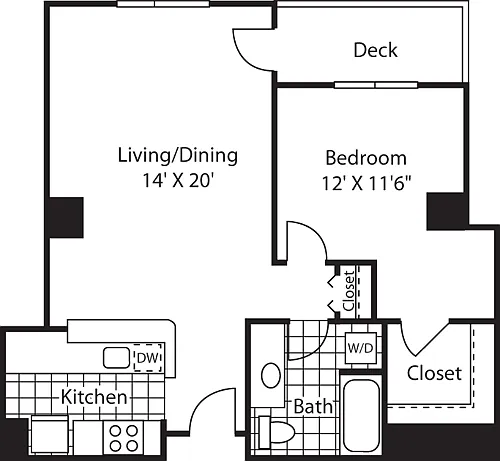 Floor plan 1 Bed City 795