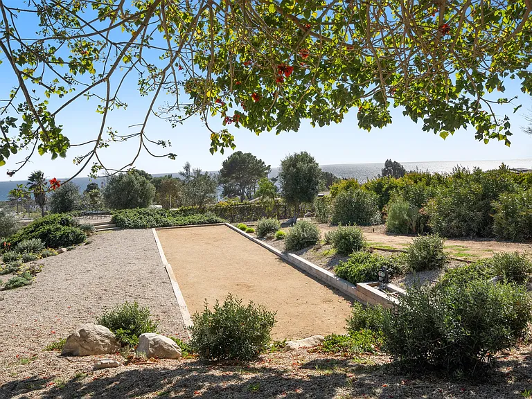 A regulation-sized bocce court with sweeping Malibu views.