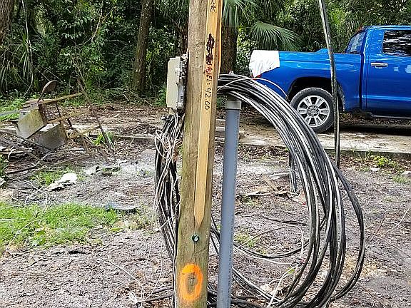 power rolled up to pole