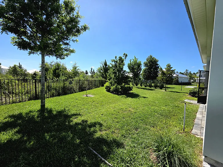 Backyard backs to a preserved natural area - no rear neighbors, added greenery for privacy.