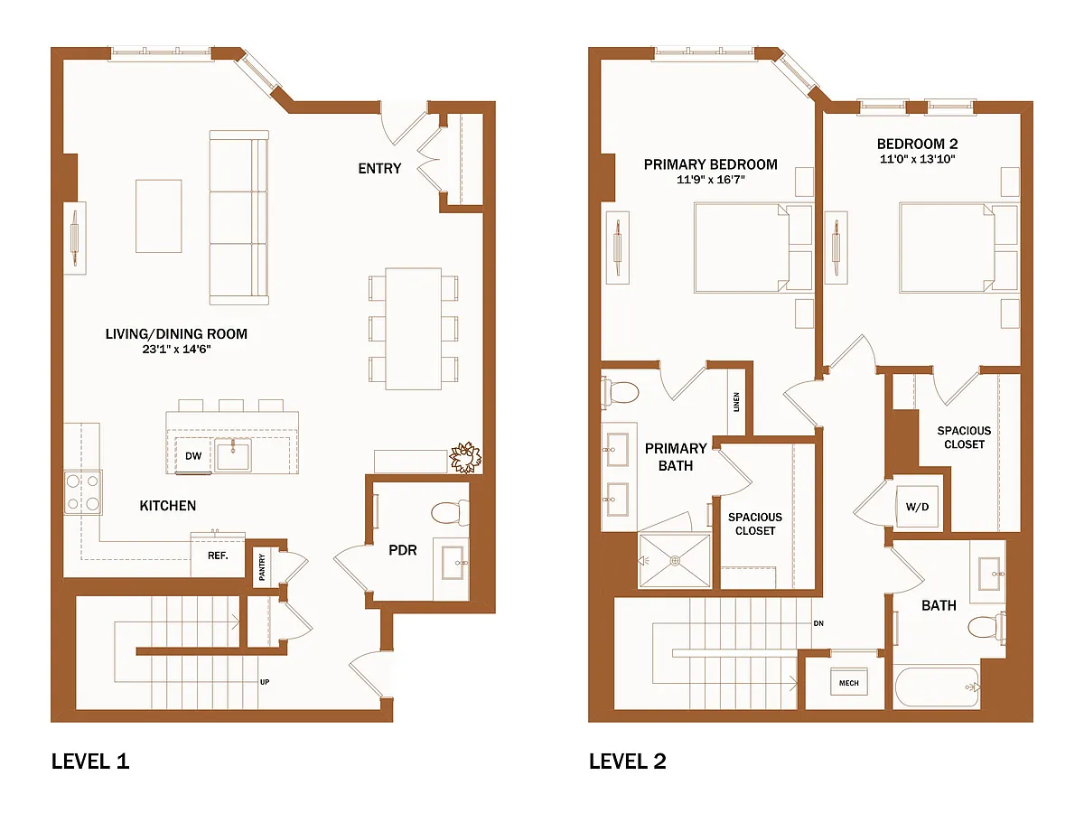 Floor plan F1.3 - 2 Bed | 2 Bath